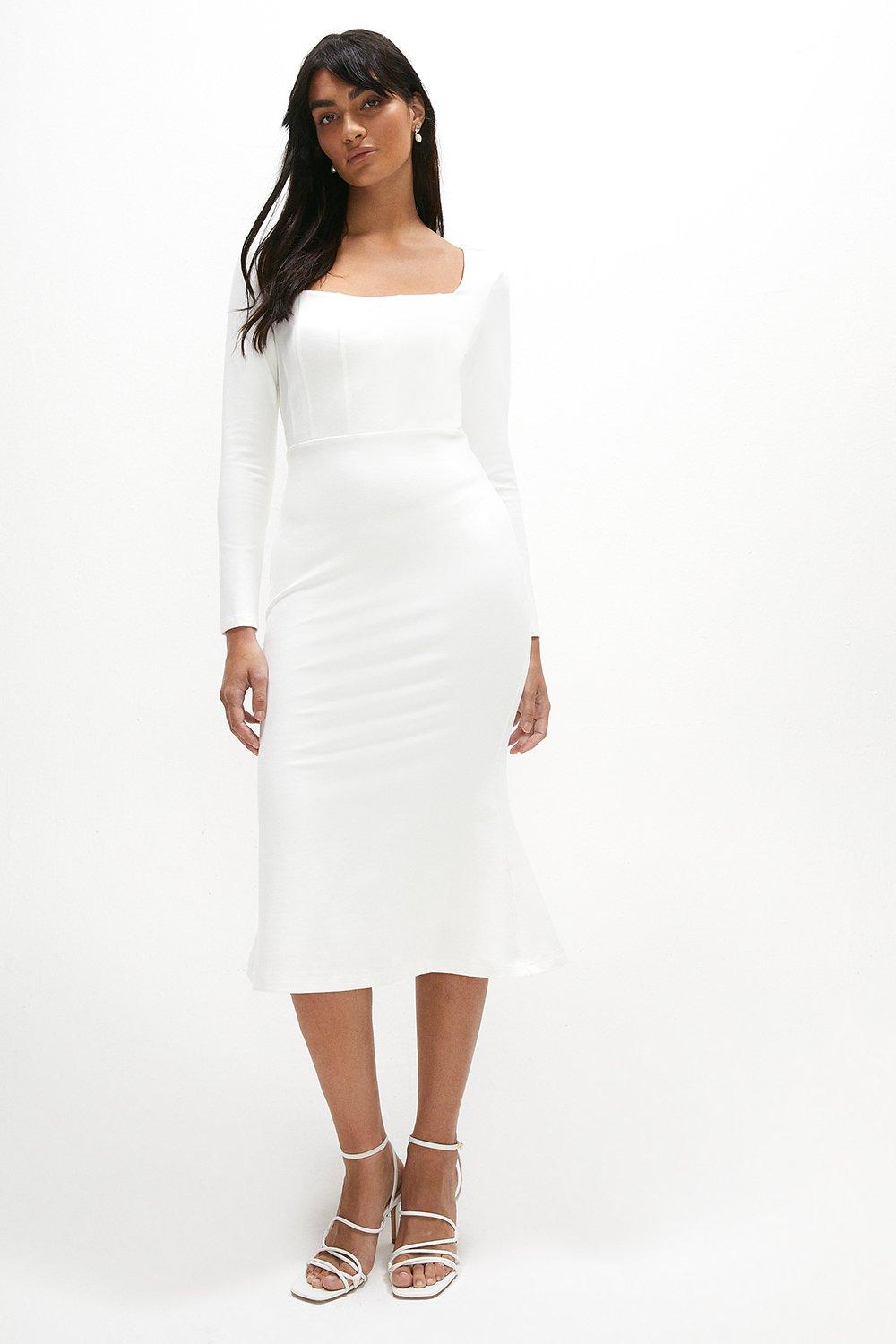 Long Sleeve Midi Dress With Open Back ...